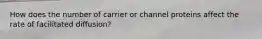 How does the number of carrier or channel proteins affect the rate of facilitated diffusion?