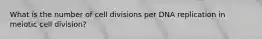 What is the number of cell divisions per DNA replication in meiotic cell division?