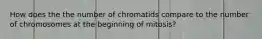 How does the the number of chromatids compare to the number of chromosomes at the beginning of mitosis?