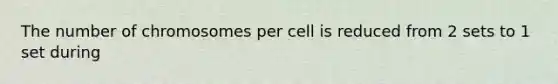 The number of chromosomes per cell is reduced from 2 sets to 1 set during