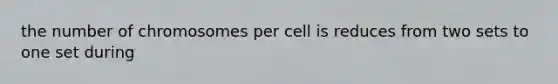 the number of chromosomes per cell is reduces from two sets to one set during