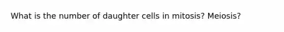 What is the number of daughter cells in mitosis? Meiosis?