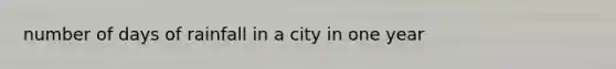 number of days of rainfall in a city in one year