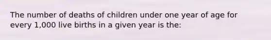 The number of deaths of children under one year of age for every 1,000 live births in a given year is the: