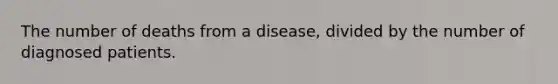 The number of deaths from a disease, divided by the number of diagnosed patients.