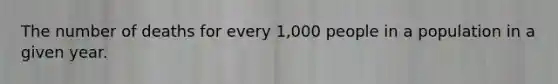 The number of deaths for every 1,000 people in a population in a given year.