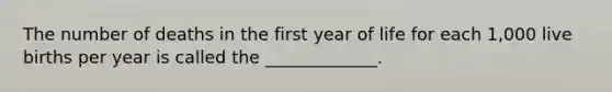 The number of deaths in the first year of life for each 1,000 live births per year is called the _____________.