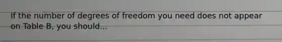 If the number of degrees of freedom you need does not appear on Table B, you should...