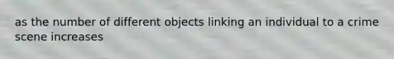 as the number of different objects linking an individual to a crime scene increases