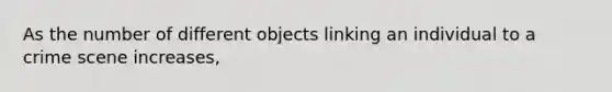 As the number of different objects linking an individual to a crime scene increases,