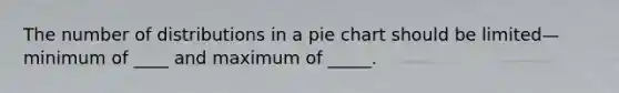 The number of distributions in a <a href='https://www.questionai.com/knowledge/kDrHXijglR-pie-chart' class='anchor-knowledge'>pie chart</a> should be limited—minimum of ____ and maximum of _____.