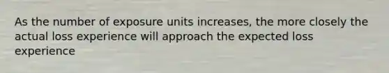 As the number of exposure units increases, the more closely the actual loss experience will approach the expected loss experience