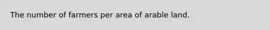 The number of farmers per area of arable land.