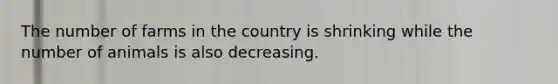 The number of farms in the country is shrinking while the number of animals is also decreasing.