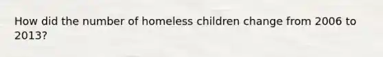 How did the number of homeless children change from 2006 to 2013?