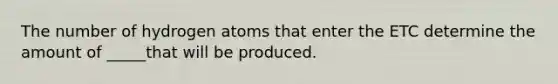 The number of hydrogen atoms that enter the ETC determine the amount of _____that will be produced.