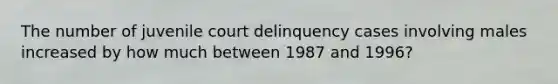 The number of juvenile court delinquency cases involving males increased by how much between 1987 and 1996?