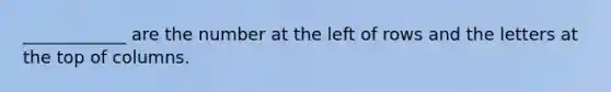 ____________ are the number at the left of rows and the letters at the top of columns.