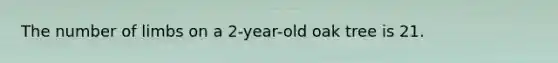 The number of limbs on a 2-year-old oak tree is 21.