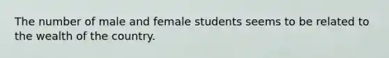 The number of male and female students seems to be related to the wealth of the country.