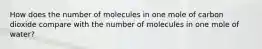 How does the number of molecules in one mole of carbon dioxide compare with the number of molecules in one mole of water?