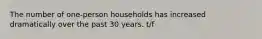 The number of one-person households has increased dramatically over the past 30 years. t/f