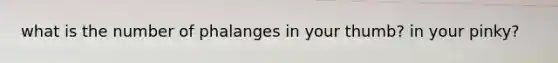 what is the number of phalanges in your thumb? in your pinky?