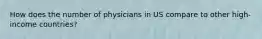 How does the number of physicians in US compare to other high-income countries?