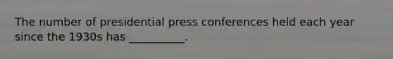 The number of presidential press conferences held each year since the 1930s has __________.