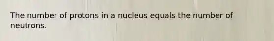 The number of protons in a nucleus equals the number of neutrons.