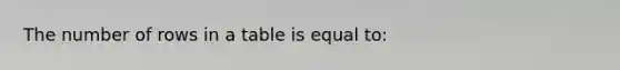 The number of rows in a table is equal to: