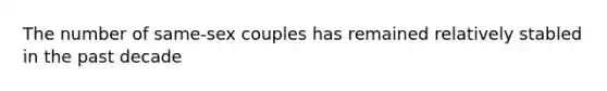 The number of same-sex couples has remained relatively stabled in the past decade