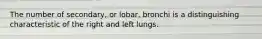 The number of secondary, or lobar, bronchi is a distinguishing characteristic of the right and left lungs.