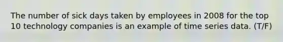 The number of sick days taken by employees in 2008 for the top 10 technology companies is an example of time series data. (T/F)