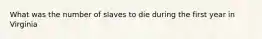 What was the number of slaves to die during the first year in Virginia