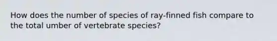 How does the number of species of ray-finned fish compare to the total umber of vertebrate species?