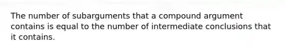 The number of subarguments that a compound argument contains is equal to the number of intermediate conclusions that it contains.