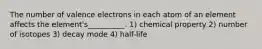 The number of valence electrons in each atom of an element affects the element's__________. 1) chemical property 2) number of isotopes 3) decay mode 4) half-life