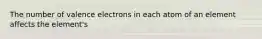 The number of valence electrons in each atom of an element affects the element's