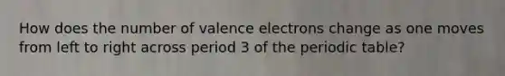 How does the number of valence electrons change as one moves from left to right across period 3 of the periodic table?