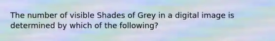 The number of visible Shades of Grey in a digital image is determined by which of the following?