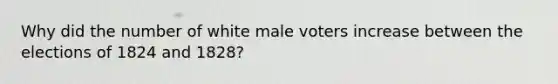 Why did the number of white male voters increase between the elections of 1824 and 1828?