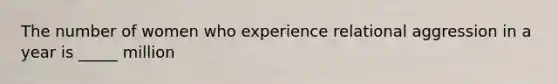 The number of women who experience relational aggression in a year is _____ million