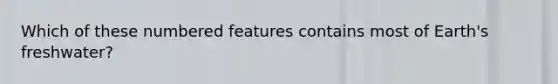 Which of these numbered features contains most of Earth's freshwater?