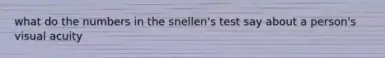 what do the numbers in the snellen's test say about a person's visual acuity