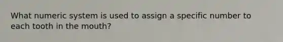 What numeric system is used to assign a specific number to each tooth in the mouth?