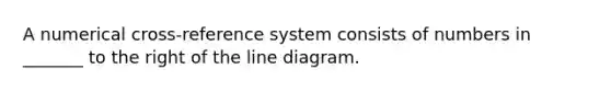 A numerical cross-reference system consists of numbers in _______ to the right of the line diagram.