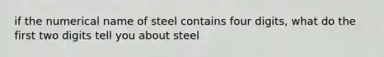 if the numerical name of steel contains four digits, what do the first two digits tell you about steel