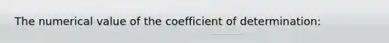 The numerical value of the coefficient of determination: