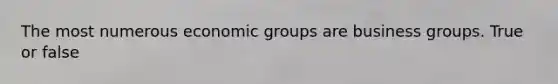 The most numerous economic groups are business groups. True or false